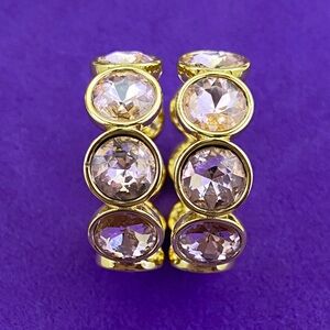 💛 Pilgrim Callie Gold Pink Crystal Hoop Earrings